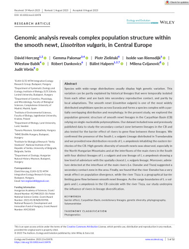 yes Genomic analysis reveals complex population structure within the smooth newt, Lissotriton vulgaris, in Central Europe