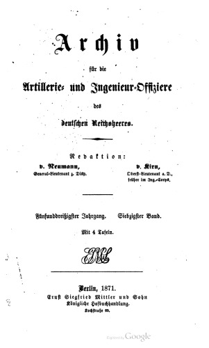 Archiv für die Artillerie- und Ingenieur-Offiziere des deutschen Reichsheeres