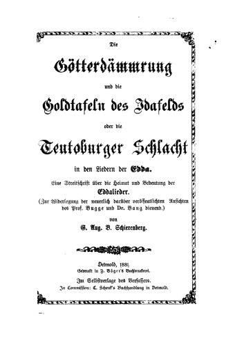 Die Götterdämmerung und die. Goldtafeln des Idafeldes oder die Teutoburger Schlacht in den Liedern der Edda