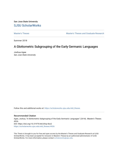 A Glottometric Subgrouping of the Early Germanic Languages (MA thesis)