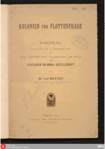 Kolonien und Flottenfrage