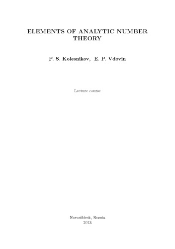 Elements of analytic number theory