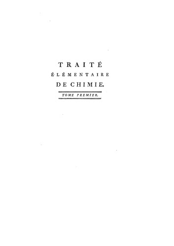 Traité Élémentaire de Chimie