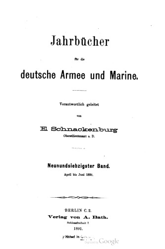 Jahrbücher für die Deutsche Armee und Marine / April bis Juni 1891