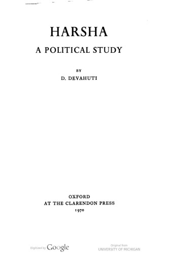 Harsha: A Political Study