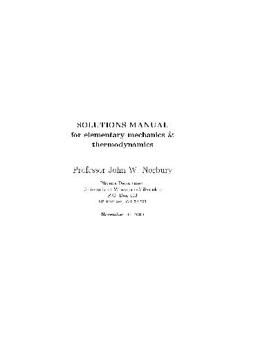 Solutions manual for elementary mechanics and thermodynamics
