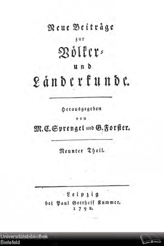Neue Beiträge zur Völker- und Länderkunde