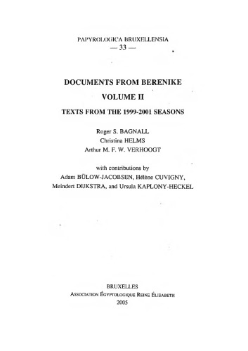 Documents from Berenike. Volume II. Greek ostraka from the 1999-2001 seasons