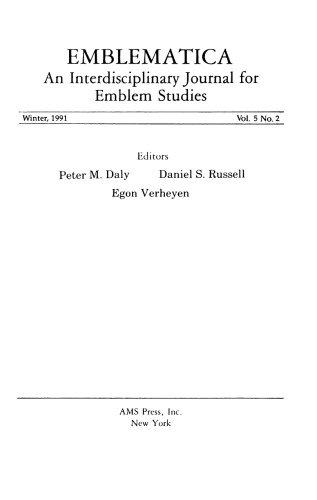 Emblematica : an interdisciplinary journal for emblem studies 1991 and 1992 [print 1992, 1993 and 1994]
