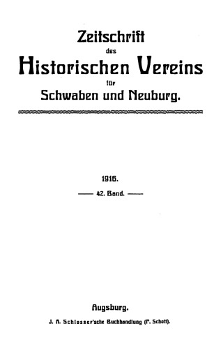 Zeitschrift des Historischen Vereins für Schwaben und Neuburg
