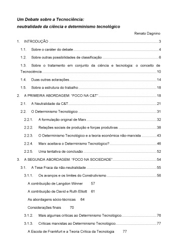 Um Debate sobre a Tecnociência: neutralidade da ciência e determinismo tecnológico