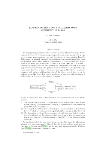 Tannaka duality for coalgebras over commutative rings [Thesis(?)]