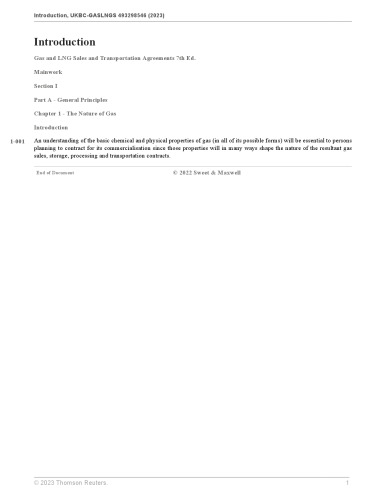 Gas and LNG Sales and Transportation Agreements: Principles and Practice
