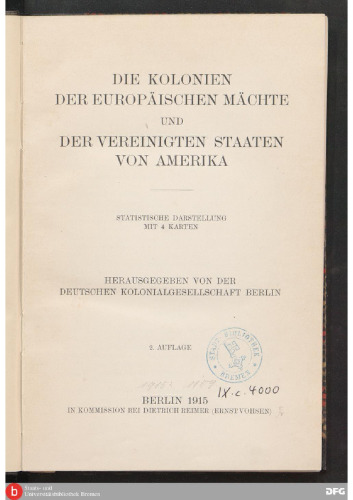 Die Kolonien der europäischen Mächte und der Vereinigten Staaten von Amerika