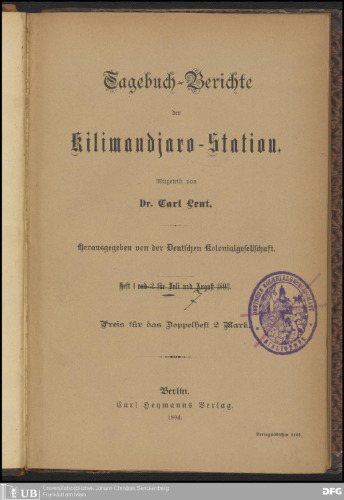 Tagebuch-Berichte der Kilimandjaro-Station