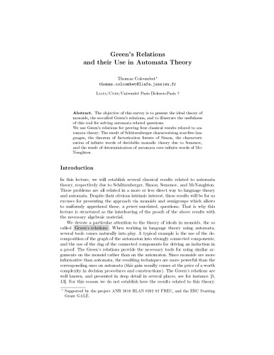 Green's Relations and their Use in Automata Theory [expository notes]