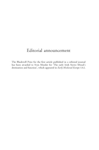 Early Medieval Europe - Volume 13, Issue 4 - February 2005