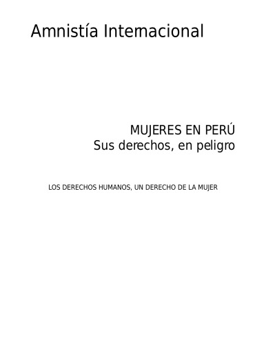 Mujeres en Perú : sus derechos, en peligro