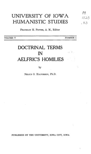 Doctrinal terms in Aelfric's homilies,