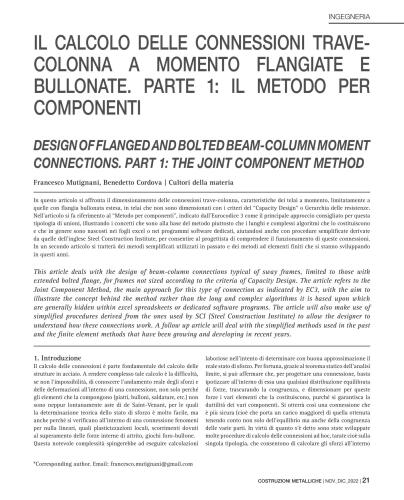 Costruzioni Metalliche Il Calcolo delle Connessioni Trave-Colonna a Momento Flangiate e Bullonate