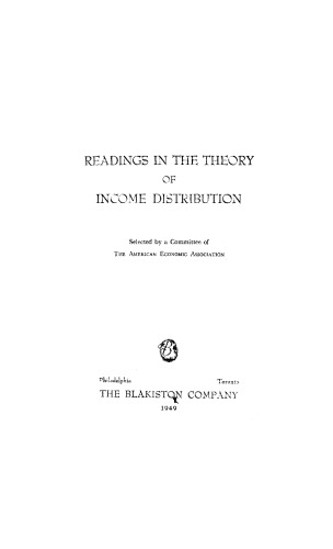 Readings in the Theory of Income Distribution