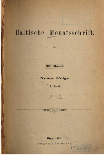 Baltische Monatsschrift