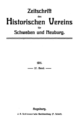 Zeitschrift des Historischen Vereins für Schwaben und Neuburg