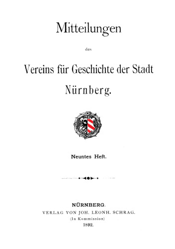 Mitteilungen des Vereins für Geschichte der Stadt Nürnberg