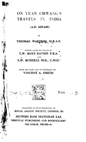 On Yuan Chwangs Travels In India (A.D. 629-645)