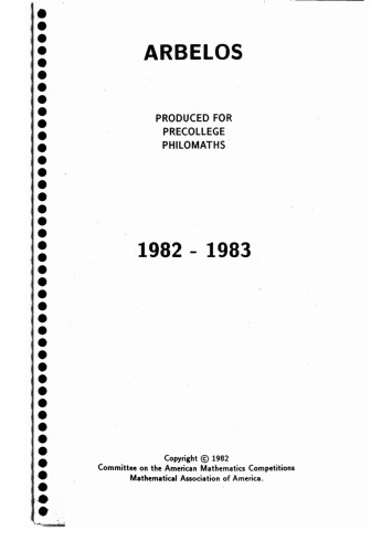 Arbelos Volume 1 (1982-1983)