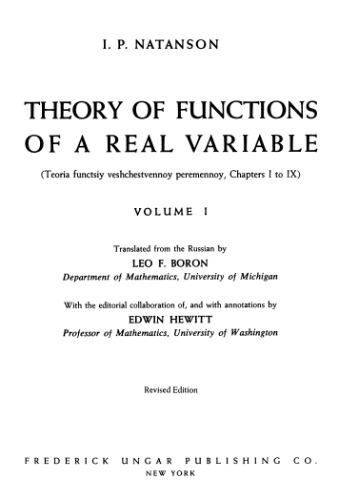 Theory of functions of a real variable, vol. 1,