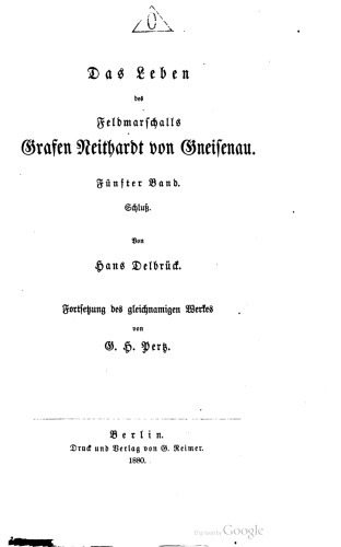Das Leben des Feldmarschalls Neithardt von Gneisenau / Schluß