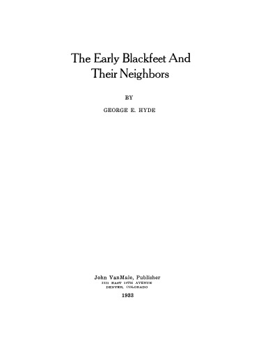 The Early Blackfeet and their Neighbors