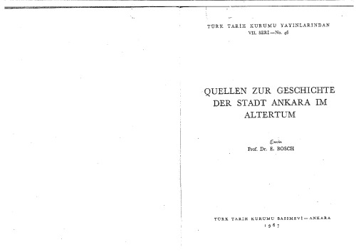 Quellen zur Geschichte der Stadt Ankara im Altertum
