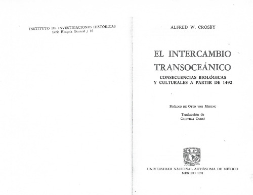 El intercambio transoceánico. Consecuencias biológicas y culturales a partir de 1492