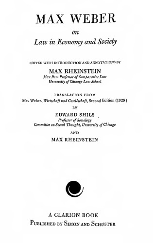Max Weber on Law in Economy and Society