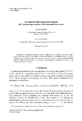 Covariant perturbation theory III. Spectral representations (Nucl.Phys.B 333)