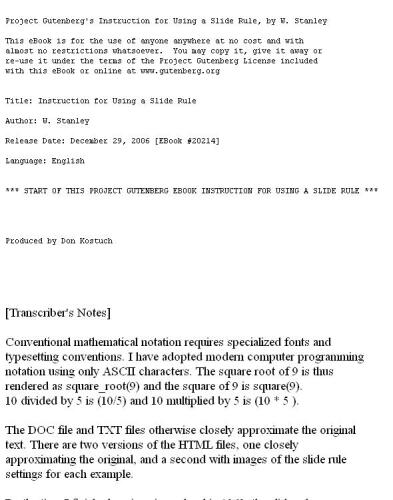 Instruction for Using a Slide Rule