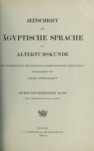 Zeitschrift für Ägyptische Sprache und Altertumskunde