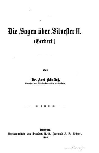 Die Sagen über Silvester II. (Gerbert)