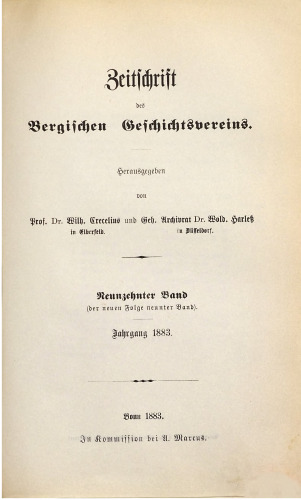 Zeitschrift des Bergischen Geschichtsvereins