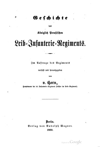 Geschichte des Königlich Preußischen Leib-Infanterie-Regiments