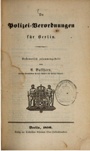 Die Polizei-Verordnungen für Berlin