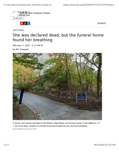 She was declared dead.