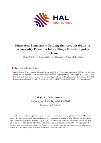 Bifurcated Signatures: Folding the Accountability vs. Anonymity Dilemma into a Single Private Signing Scheme