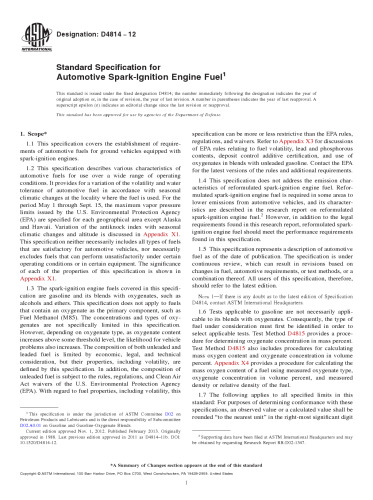 ASTM D4814-12 Standard Speciﬁcation for Automotive Spark-Ignition Engine Fuel