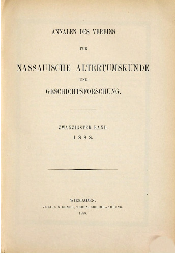 Annalen des Vereins für Nassauische Altertumskunde und Geschichtsforschung