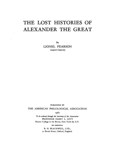 The Lost Histories of Alexander the Great