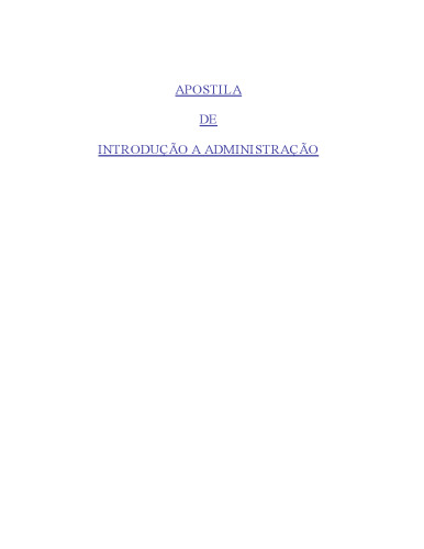 INTRODUÇÃO A ADMINISTRAÇÃO