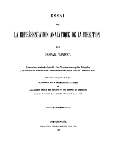 Essai sur la représentatioon analytique de la direction